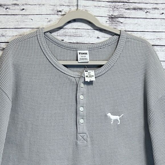 Pink Victoria’s Secret Oversized Long Sleeve Logo Thermal Shirt - Picture 5 of 11